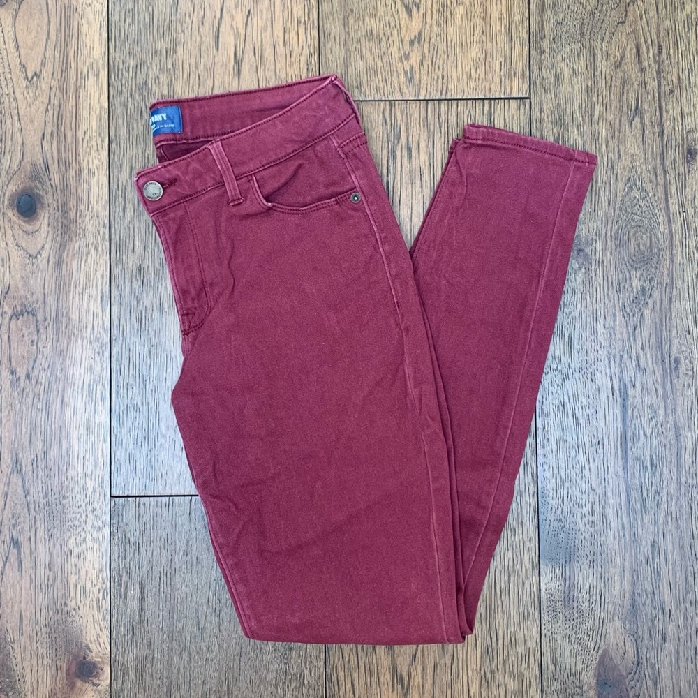 Maroon/Red Rockstar Skinny Jeans [Old Navy]